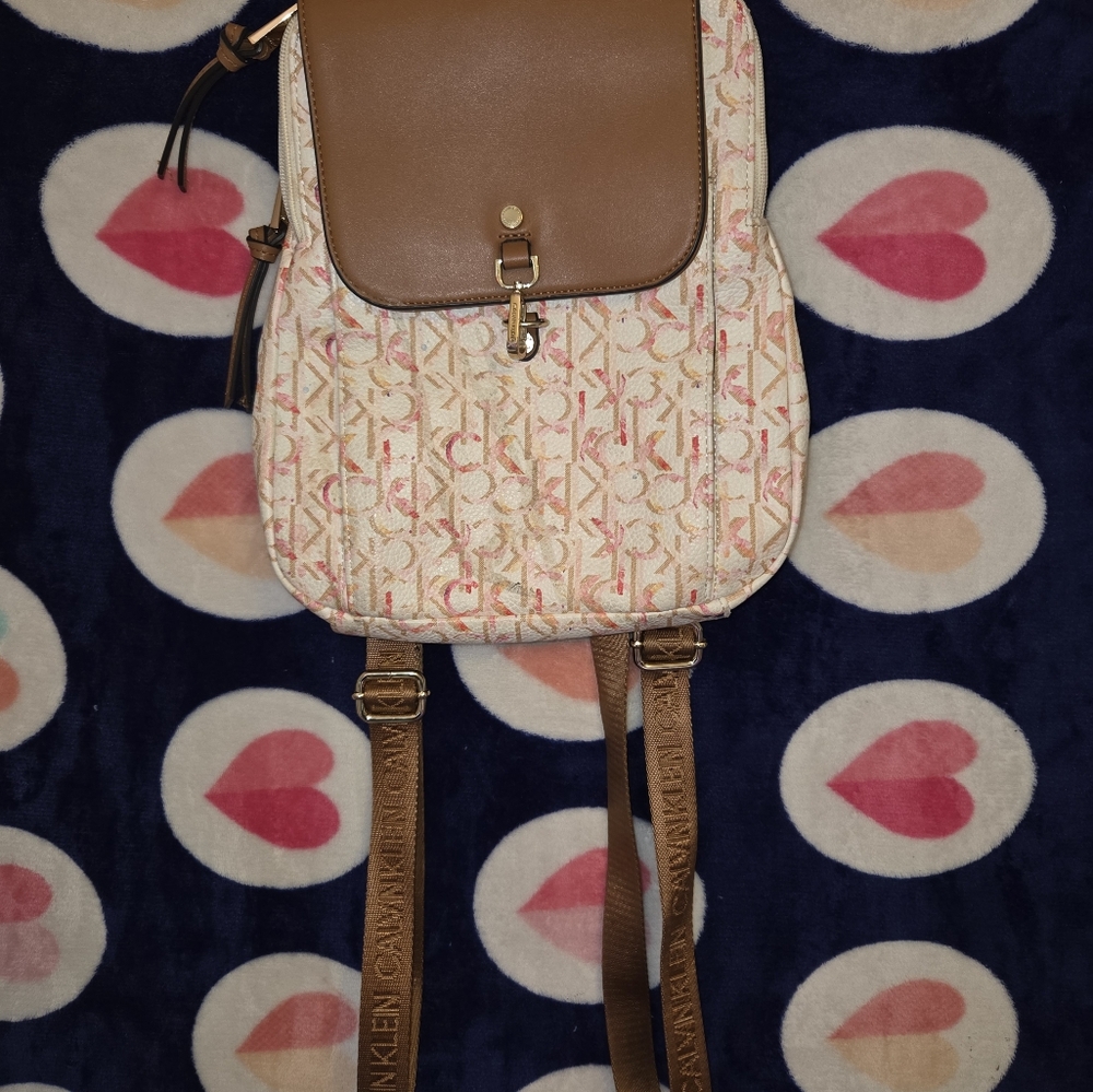 Calvin Klein Brown and Cream Backpack